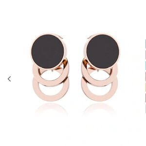 Black & 18k Rose Gold-Plated Link Stud NWOT